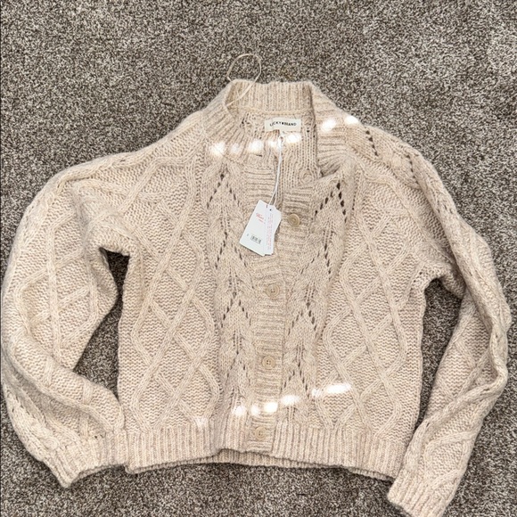 Lucky Brand Sweaters - Lucky Brand Cream Cable Knit Button-Front Cardigan